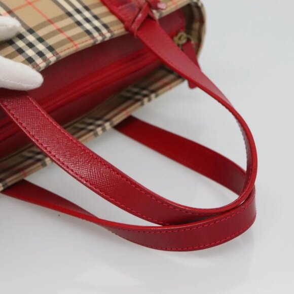 BURBERRY Nova Check Hand Bag Canvas Beige Gold Auth 120804 - Picture 8 of 16